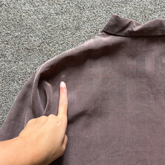 Vintage Anna Button Up Blouse Shirt Top Womens XL Checkered Pattern 90s Workwear - Picture 10 of 16